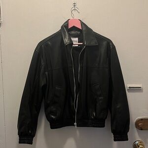 Black faux leather moto jacket